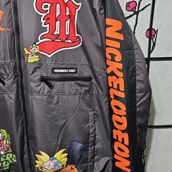 Members Only x Nickelodeon SpongeBob & More Gray Jacket Cartoon Graphics XL New - Picture 2 of 11